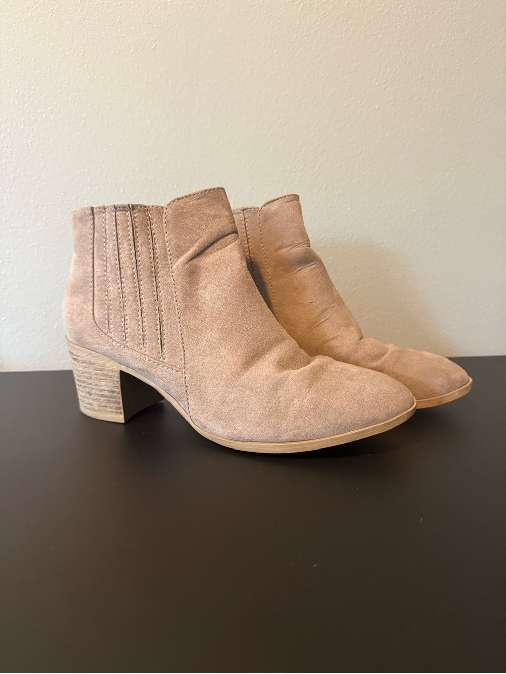 Rue21 Taupe Suede Ankle Booties with Block Heel
